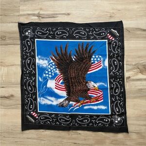 Eagle & American Flag Bandana - Blue, Black, Brown